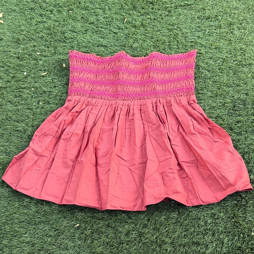 Anthropologie Crimson Smocked Skirt